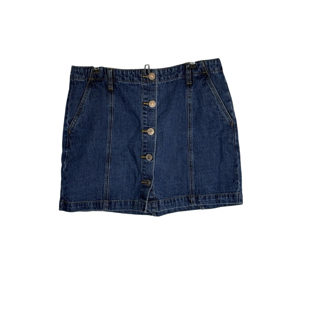 Forever 21 Women's Blue Denim Button Front A-Line Mini Skirt Size 24